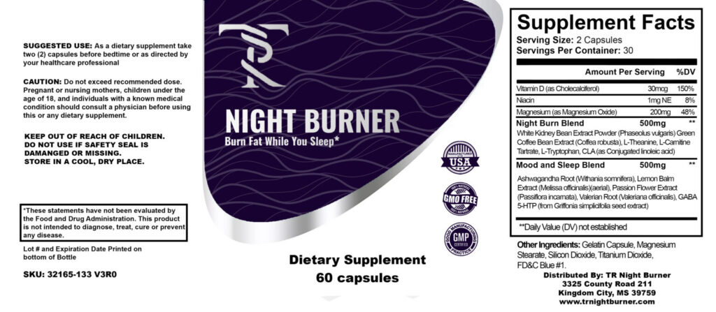 TR Night Burner supplement Ingredients